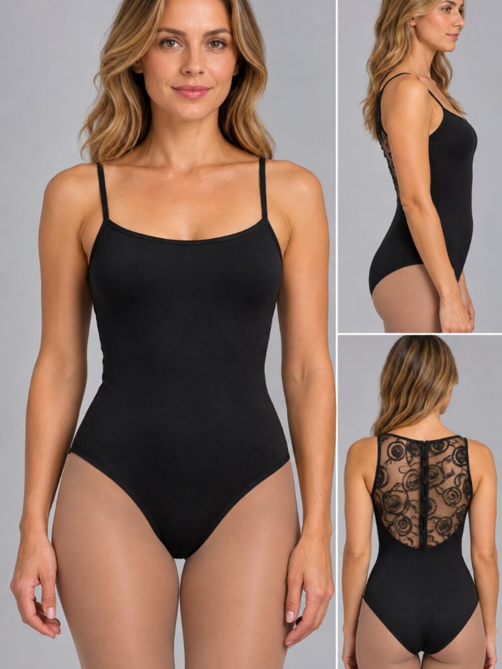 Bloch Black Lace Mesh Back Bodysuit Leotard Ballet Dance Balletcore L